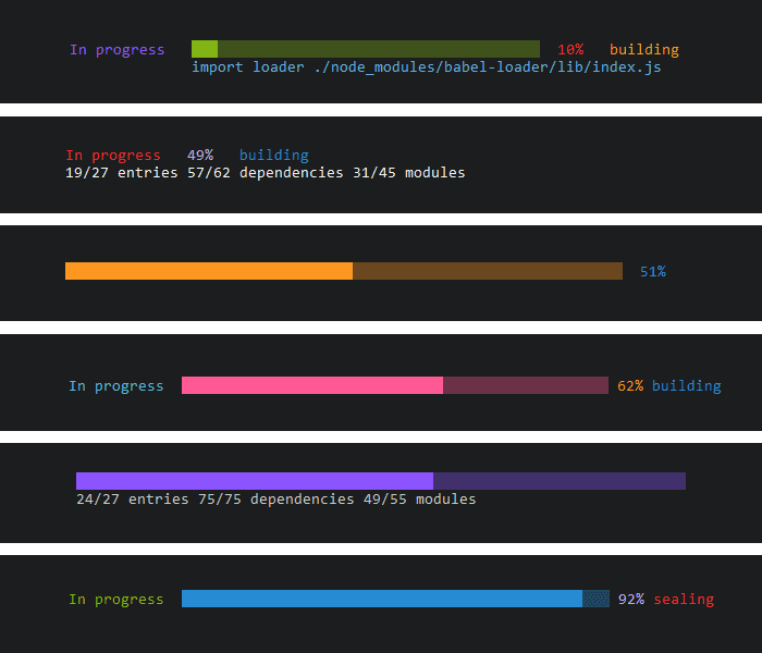 Colored Progress Bar Webpack Plugin exemples